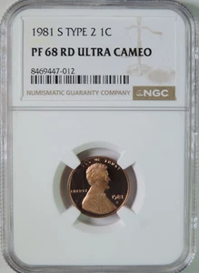 1981 S Type 2 Proof Lincoln Memorial Penny Cent NGC Graded PF68 RD Ultra Cameo - Picture 1 of 4