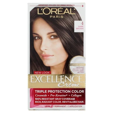 L'Oreal Paris Excellence Crema Triple Protección Color de Cabello, Marrón Oscuro 4 Foto 1 de 2