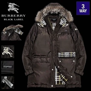 Men size M BURBERRY Black Label BIG Horse Embroidery Nova Check Real Fur 3WAY - Picture 1 of 10