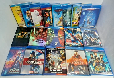 LOT OF 18 Blu-Ray Movies Disney Marvel Kids Spider-Man X-men Thor Star Wars Cars - Imagem 1 de 2