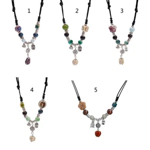 Ethnic Ceramic Beaded Necklace for Women Waterdrop Pendant Clavicle Chain - Picture 1 of 13