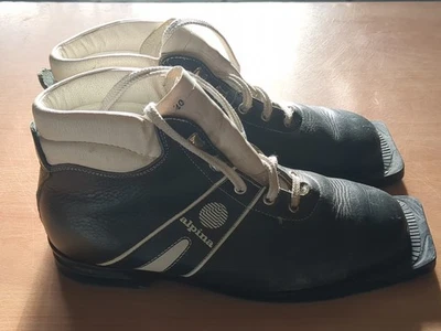 Botas de esquí de fondo Alpina Nordic de cuero negro 3 pines para hombre EU 40. Vintage Foto 1 de 4