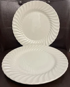 Set of 2 Johnson Brothers REGENCY WHITE SWIRL Dinner Plates 10 1/2” England  - Picture 1 of 5