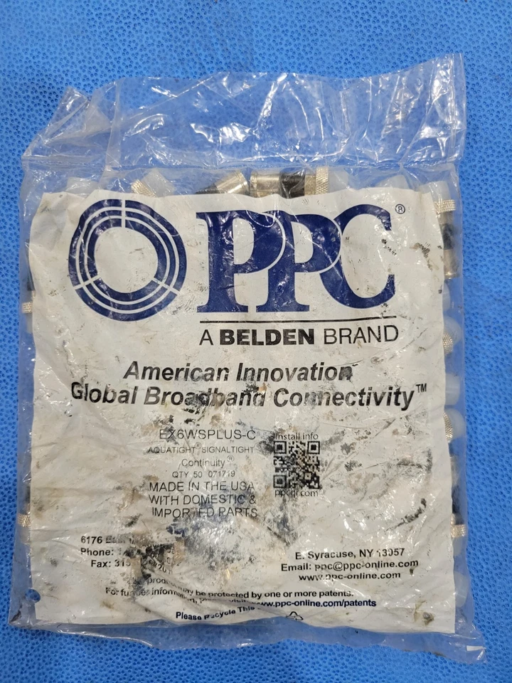 50 PPC BELDEN EX6WSPLUS-C RG6 COAX COMPRESSION CONNECTORS - Image 1 of 1