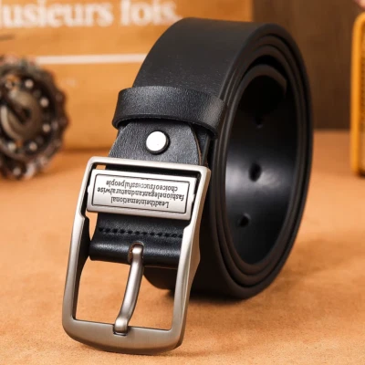 Ceinture en cuir de luxe Homme décontractée large ceinture de cuir marron