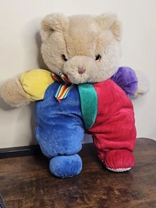 Vintage Eden Teddybär Plüsch Velours Primärfarben Regenbogen Schleife 13 Zoll Spielzeug - RAR - Bild 1 von 11