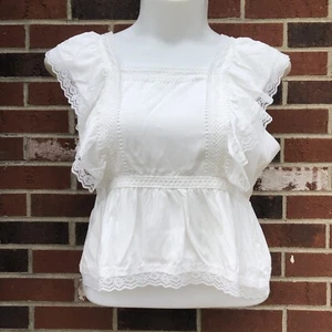 mi ami top womans XL white lined tie back peplum Square Neck - Picture 1 of 5