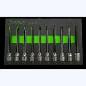 Set prese punta torx lunga unità 3/8" 110 mm lunghezza T10-T55 10 pz Trident T121000EVA - Foto 1 di 2