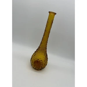 Vaso bottiglia genio Empoli vintage ambra oro bambù cera goccia italiano anni 60 autunno - Foto 1 di 9