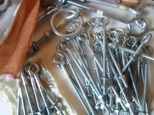 Straining Eye Bolts Nuts Washers Various Sizes Zinc Plated -Wire Fencing Tension - Picture 1 of 32