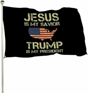 TRUMP 2024 JESUS IS MY GOD 3x5 Feet American MAGA Nation Flag Brass Grommets USA - Picture 1 of 3