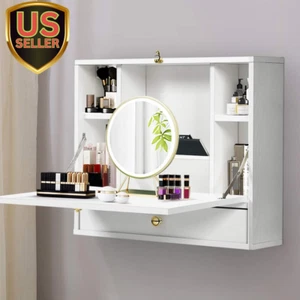 Small Wall Foldable Hideaway Storage Cabinets with Drawer for Home,Office - Picture 1 of 12