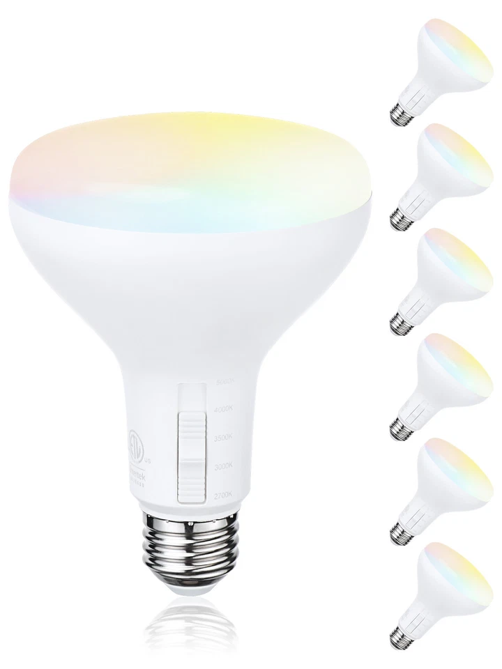 6 Pack 5CCT BR30 LED Recessed Can Light Bulbs, Dimmable, 6.5W, E26 Base - Image 1 of 4