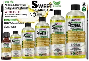 Sweet Almond Oil Organic Cold Pressed Ideal for Massage Skin & Haircare DIY UK - Picture 1 of 8