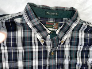 Hathaway Cotton Oxford Shirt Highlander Green White Plaid Button Down Casual - Picture 1 of 3