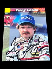 Tracy Leslie 1993 FINISH LINE PRO SET RACING autographed NASCAR WINSTON CUP card