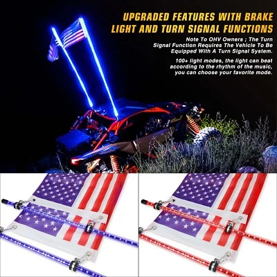 Para CF Moto CFORCE 500 800 Par 4 pies RGB Espiral LED Látigo Luces Antena Persecución Foto 1 de 4