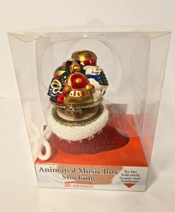 Mr. Christmas Stocking Ornament Hinged Music Box Jingle Bells Animated 2008 - Picture 1 of 9