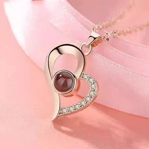 I Love You 100 Languages Beautiful Rose Gold color Heart - Picture 1 of 2