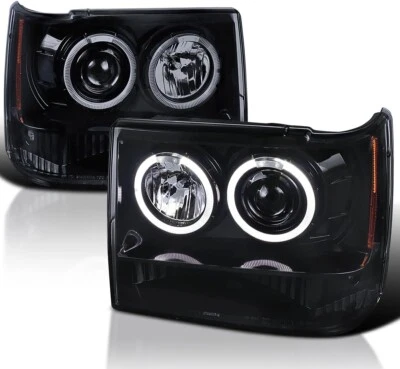 Fits 1993-1998 Jeep Grand Cherokee Black Projector Headlights Driver & Passenger - Image 1 of 4