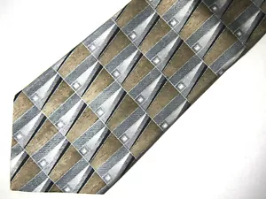 Vtg David Taylor Mens Necktie Tie Black Silver Gold Geometric 60" Career - Picture 1 of 3