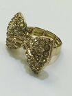 GOLD Sparkling Crystals BOW RIBBON CUTE Fashion RING  Lady Girl SIZE 6 7 8 9 new