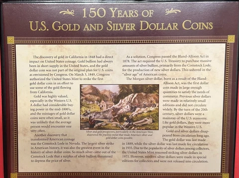 150 YEARS OF U.S. GOLD & SILVER DOLLAR COINS IN NICE HOLDER WITH STORIES OF EACH Cover