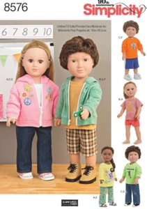 New Simplicity Pattern 8576 18" Doll Clothes Sporty Jacket Pants Shorts Shirt - Picture 1 of 2