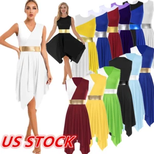 Women Liturgical Praise Dance Costume Sleeveless Color Block Lyrical Workship - Picture 1 of 172