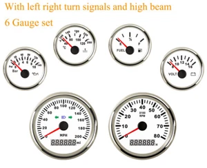 Juego de 6 manómetros con transmisor 200 MPH GPS velocímetro temperatura combustible voltios presión aceite - Imagen 1 de 11