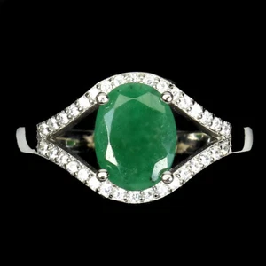 925 Anillo Plata de Ley Ovalado Esmeralda Verde 9x7mm Cz Piedra Preciosa Tamaño - Imagen 1 de 9