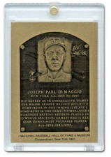 1981-89 Hall of Fame Plaque Metal Card — Joe DiMaggio, New York Yankees