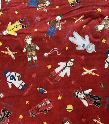 Chloe’s Closet For Moda Fabric WHEN I GROW UP Cotton Red Background Kids BTY 44” - Image 1 of 3