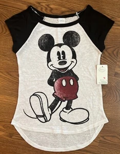 NWT New Women’s Disney Mickey Mouse T-shirt size Small S Junior’s 3/5 Free Ship - Picture 1 of 6