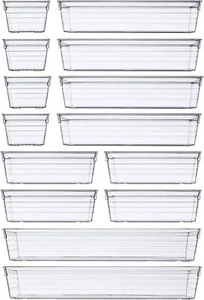 Clear Plastic Drawer Organizer Tray Makeup Kitchen Utensils Jewelries Gadgets - Picture 1 of 7