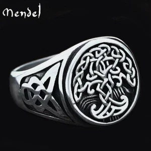 MENDEL Stainless Steel Mens Irish Celtic Trinity Knot Tree of Life Ring Sz 7-15 - Picture 1 of 7