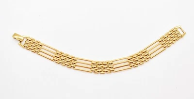 Brazalete Trifari de 7,5" enchapado en oro amarillo malla tejida y eslabones de cerca cierre plegable Foto 1 de 4