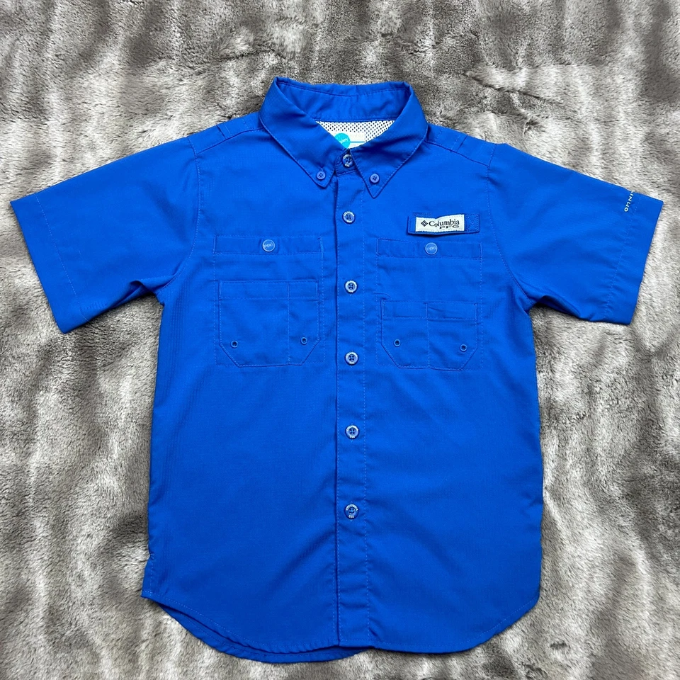 Columbia PFG Shirt Boys Small Blue Button Up Fishing Outdoors Vented Omni-Shade - Image 1 of 4