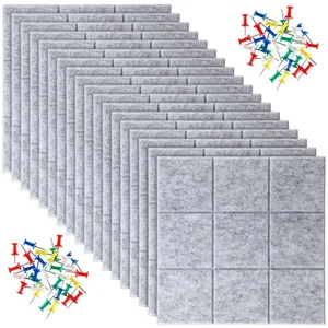18 Pack 11.8" x 11.8" Felt Bulletin Board Large Felt Board Tiles with 100 Pus... - Picture 1 of 6