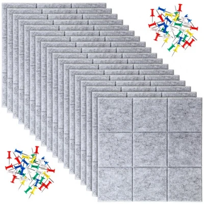 18 Pack 11.8" x 11.8" Felt Bulletin Board Large Felt Board Tiles with 100 Pus... - Image 1 of 4
