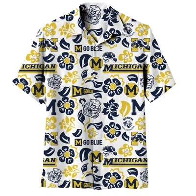 Wes and Willy Mens Sports Fan College Vault Floral Button Up Hawaiian Shirt - Image 1 of 2