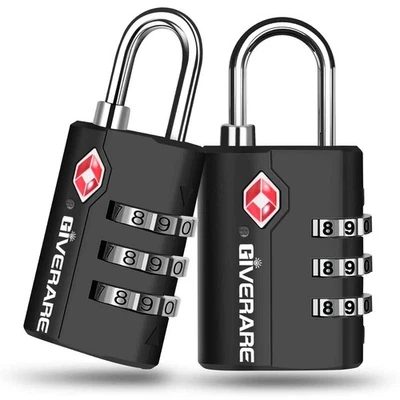 GIVERARE 2 Pack TSA Approved Travel Luggage Locks, Suitcase Combination Lock, Keyless ...