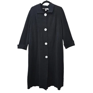 Vtg Alexis Long Knit Pure Virgin Wool Coat Women Small Black Old Money Lagenlook - Picture 1 of 15