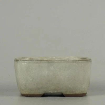 Japanese Bonsai pot BUNZAN signed Gray glaze Rectangle MAME SESSOKU w2" *1838 10 - Image 1 of 4