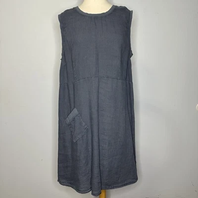 Vestido de lino para mujer gris 100 % lino botones traseros de gran tamaño sin mangas talla M Foto 1 de 4