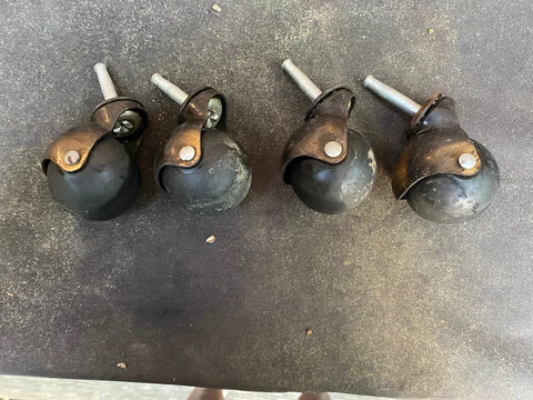 Vintage Brass Metal Ball Caster Wheels MCM Retro Office Table Chair Set of 4 Cover