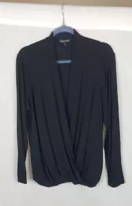 Camicetta Eileen Fisher top XL finto avvolgente 100% seta nera silenziosa lusso minimalista - Foto 1 di 4