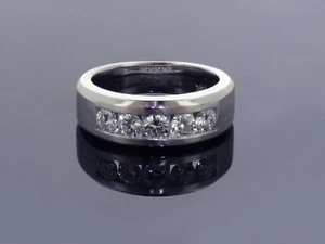 1.00 CT Channel Set Diamond Mens Wedding Ring in 18k White Gold NEW! - Picture 1 of 6
