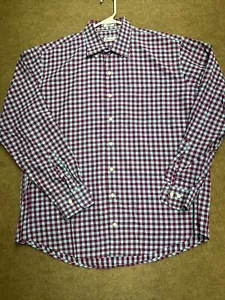 Peter Millar Shirt Men XL Purple Check Long Sleeve Button Up - Picture 1 of 15