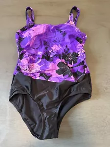 black purple SPEEDO one piece swimsuit size 14 - Picture 1 of 2